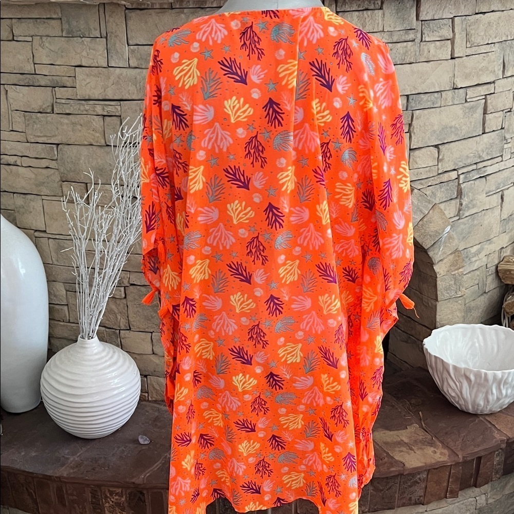Vibrant Orange Floral Swim Cover-Up Weekend - Picture 5 of 5